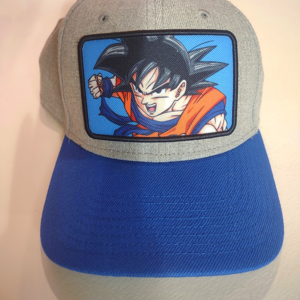 One Size Fits Most Dragon Ball Z Flat Brim Hate| Heather Grey & Royal Blue